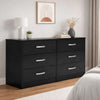 Finny Wide Dresser | 6 Drawers Nickel Handles | Plinth Base | Matte Black