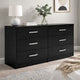 Finny Wide Dresser | 6 Drawers Nickel Handles | Plinth Base | Matte Black