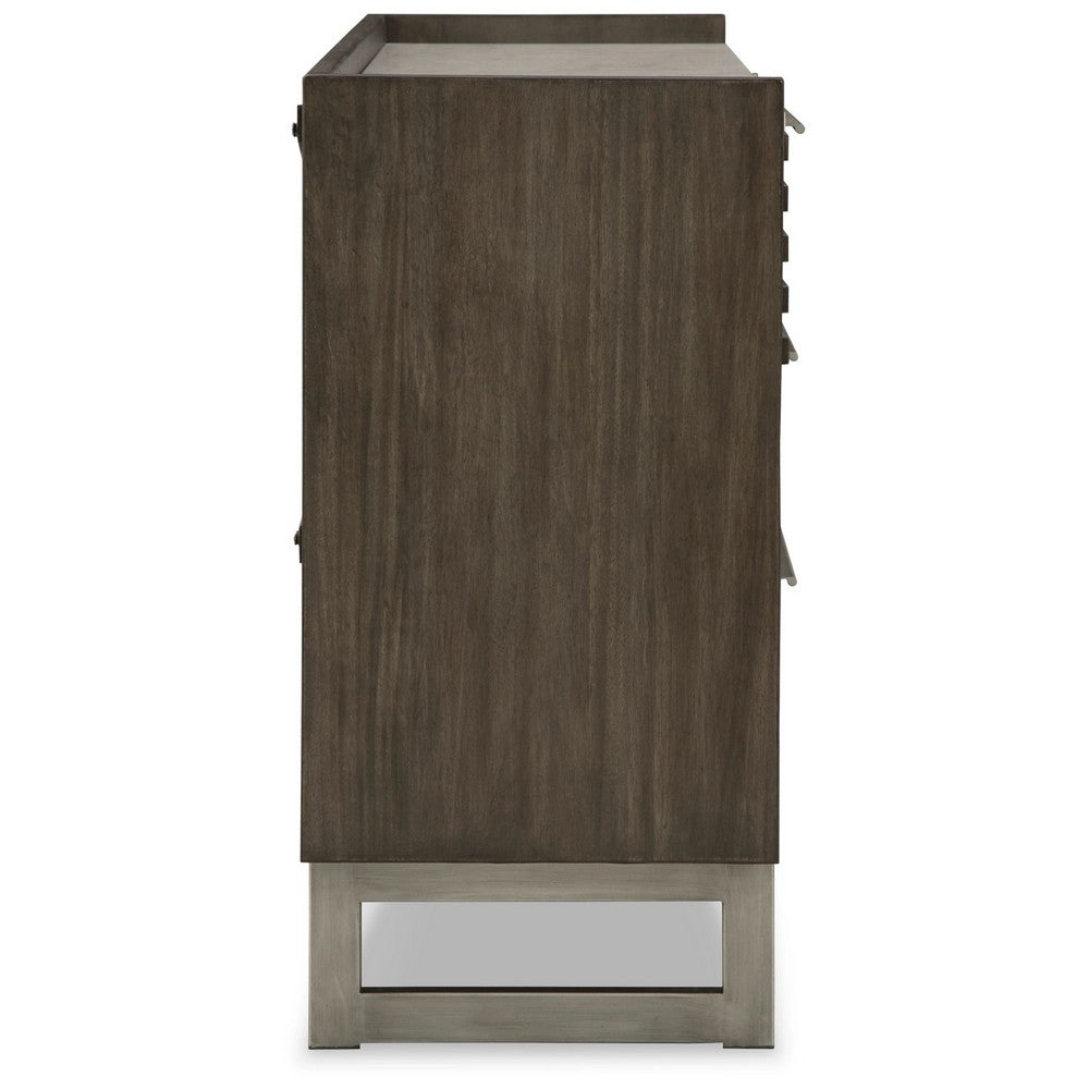 Arka Wide Dresser | Marble Top | 3 Drawers Cabinet w Shelf | Grayish Brown