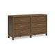 Cabal 6 Drawer Wide Dresser | Aged Pewter Handles | Glazed Light Brown