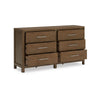 Cabal 6 Drawer Wide Dresser | Aged Pewter Handles | Glazed Light Brown