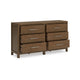Cabal 6 Drawer Wide Dresser | Aged Pewter Handles | Glazed Light Brown