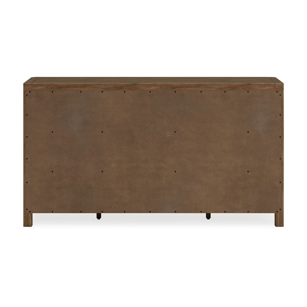 Cabal 6 Drawer Wide Dresser | Aged Pewter Handles | Glazed Light Brown