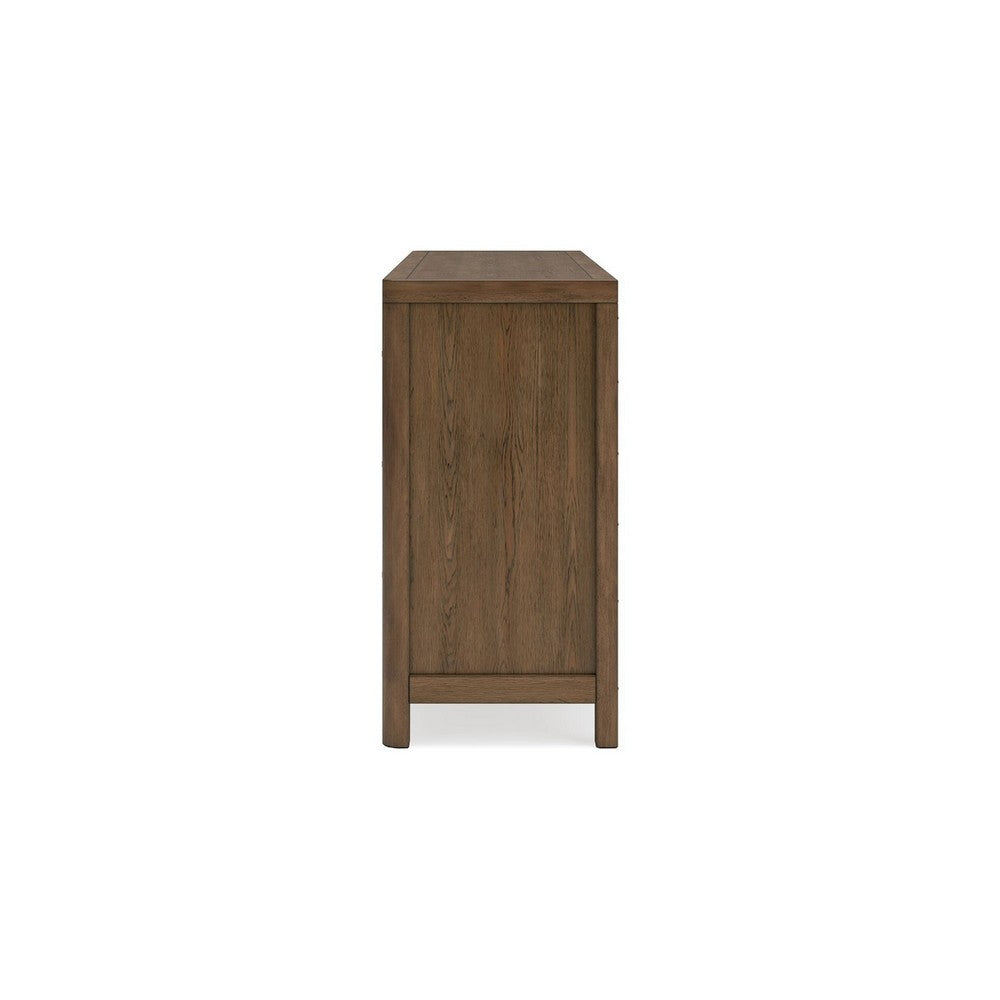 Cabal 6 Drawer Wide Dresser | Aged Pewter Handles | Glazed Light Brown