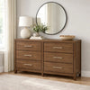 Cabal 6 Drawer Wide Dresser | Aged Pewter Handles | Glazed Light Brown