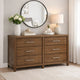 Cabal 6 Drawer Wide Dresser | Aged Pewter Handles | Glazed Light Brown