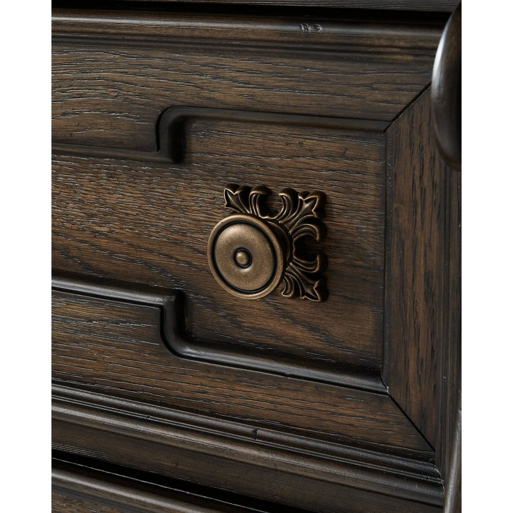 May Classical Wide Dresser | 6 Drawers w Carved Fronts | Dark Brown