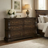 May Classical Wide Dresser | 6 Drawers w Carved Fronts | Dark Brown
