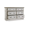 Bely Wide Dresser | 6 Drawers w Classic Pilasters | Bronze | White | Brown