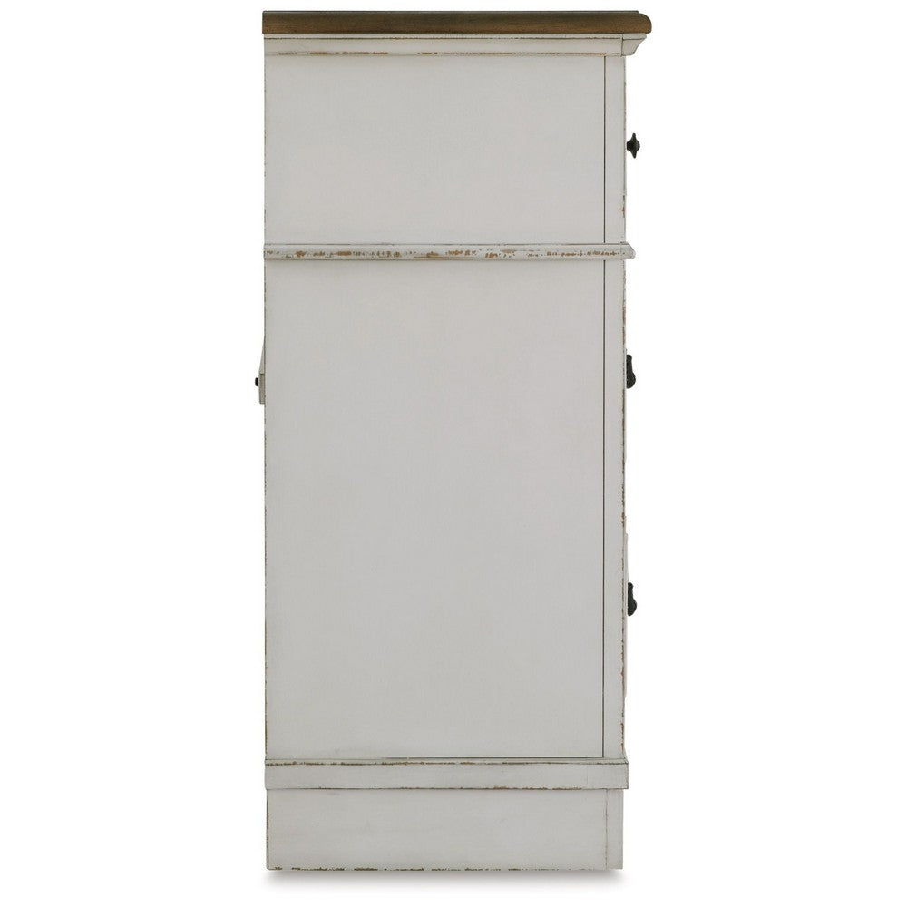 Bely Wide Dresser | 6 Drawers w Classic Pilasters | Bronze | White | Brown