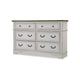 Bely Wide Dresser | 6 Drawers w Classic Pilasters | Bronze | White | Brown