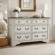 Bely Wide Dresser | 6 Drawers w Classic Pilasters | Bronze | White | Brown