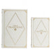 Faux Book Design Storage Boxes Set of 2 | White Faux Leather | Gold Accent