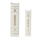 Faux Book Design Storage Boxes Set of 2 | White Faux Leather | Gold Accent
