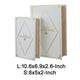 Faux Book Design Storage Boxes Set of 2 | White Faux Leather | Gold Accent