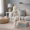 Pillar Candle Holder | Oyster Design 14" Tall Coastal White Polyresin