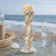 Pillar Candle Holder | Oyster Design 14" Tall Coastal White Polyresin