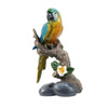 Tropical Bird Macaw Parrot on Branch Figurines, Green Red Blue, 3pc Set
