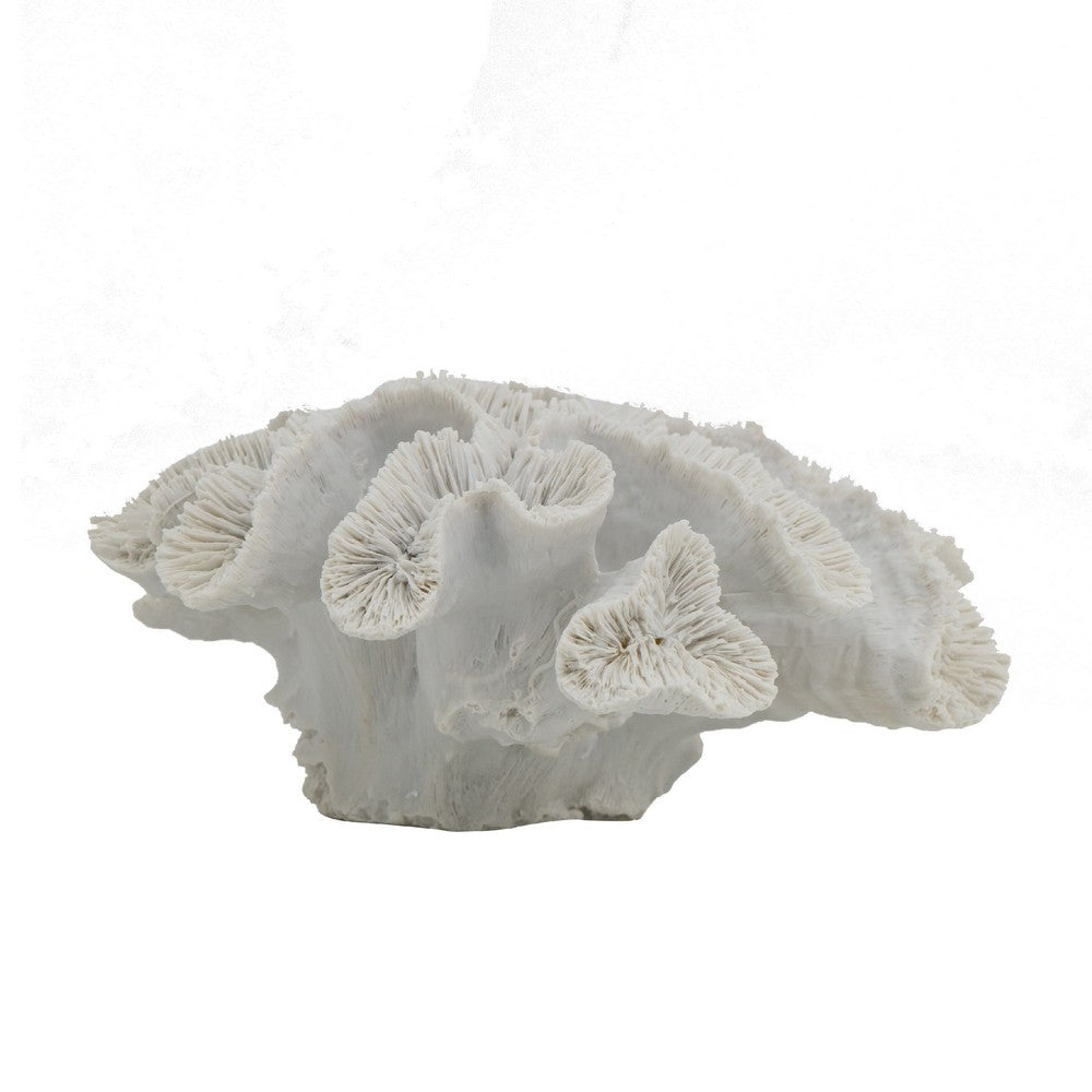 Decorative Coral Sculpture Tabletop Decor | 9" White Polyresin