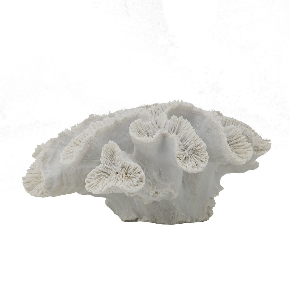 Decorative Coral Sculpture Tabletop Decor | 9" White Polyresin