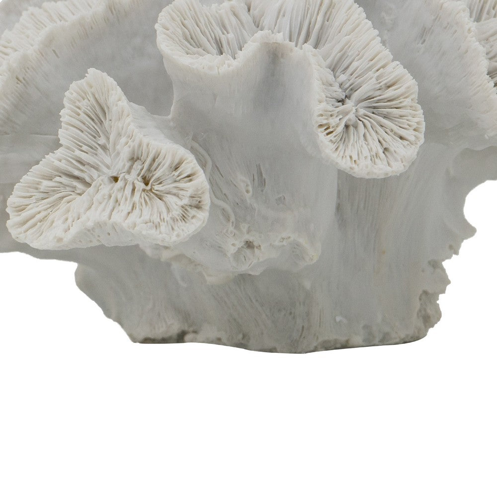 Decorative Coral Sculpture Tabletop Decor | 9" White Polyresin