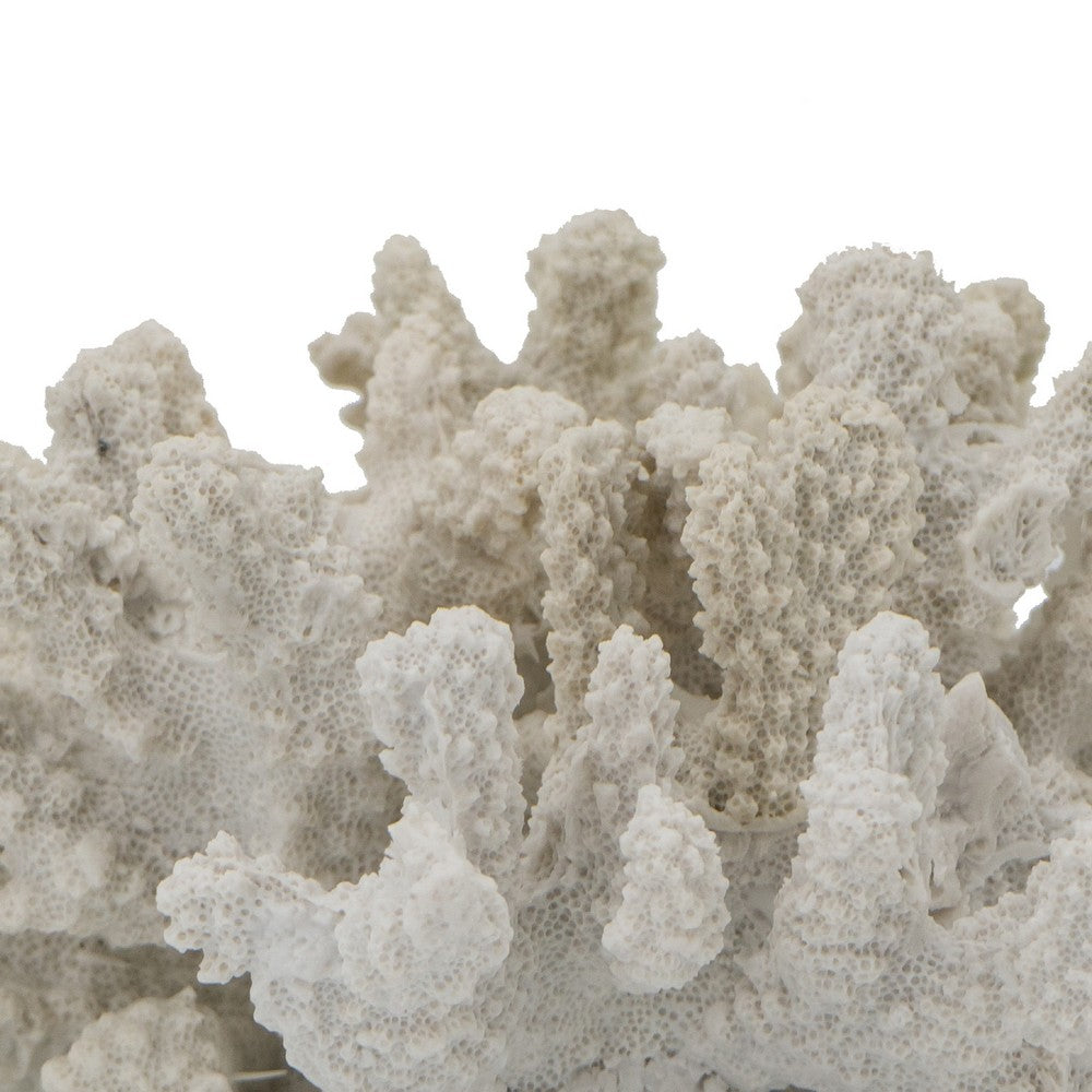 Coastal Decorative Faux Coral Sculpture | Realistic | 8" White Polyresin
