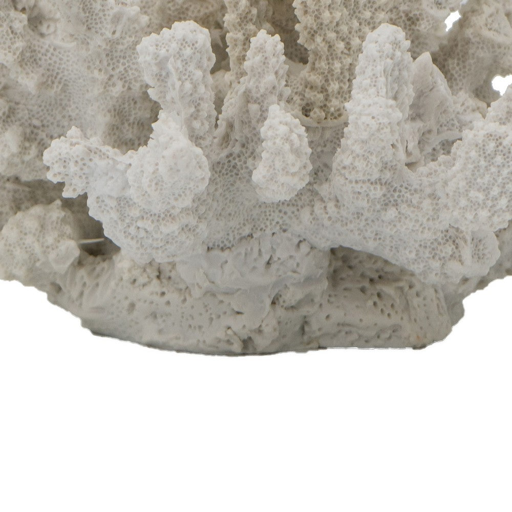 Coastal Decorative Faux Coral Sculpture | Realistic | 8" White Polyresin