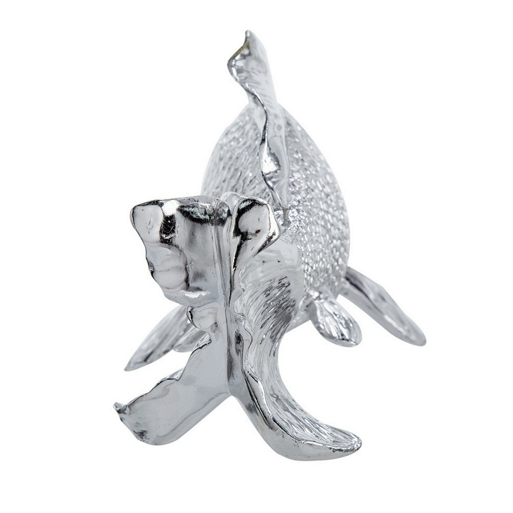 Decorative Fish Figurine | 10" Silver Resin Tabletop Accessory