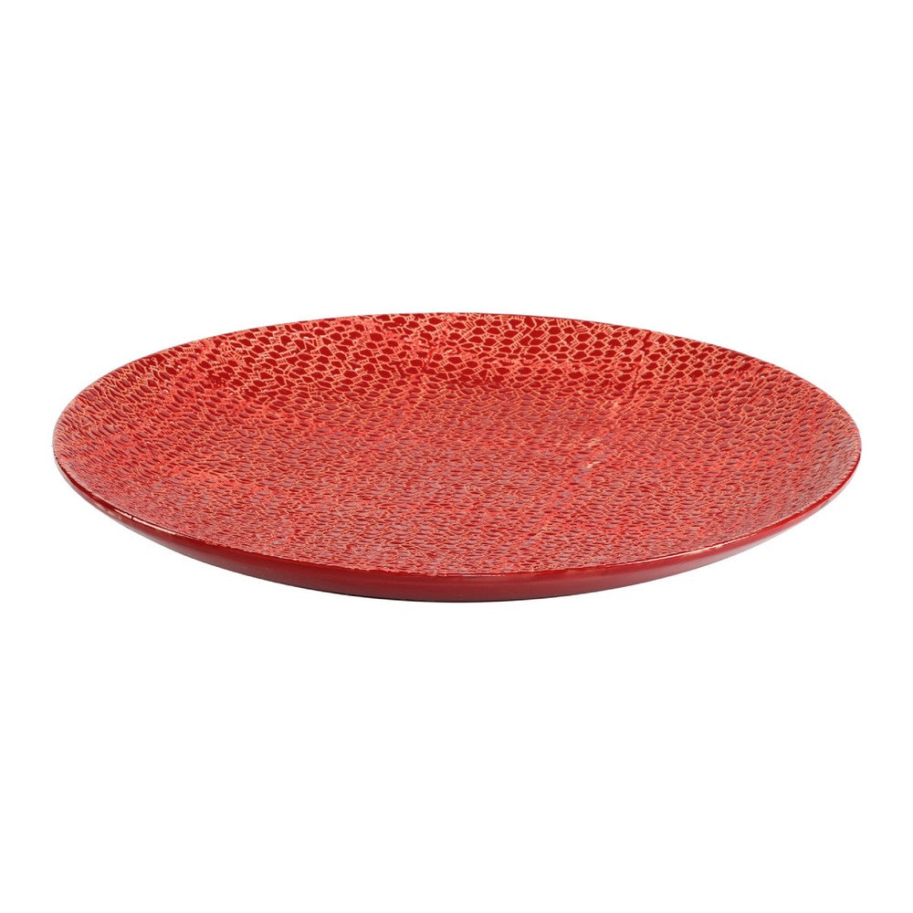 Decorative Tabletop Accent Plate | 20" Red Gold Speckled Finish