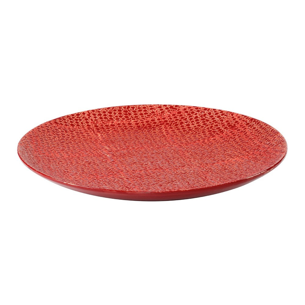 Decorative Tabletop Accent Plate | 20" Red Gold Speckled Finish