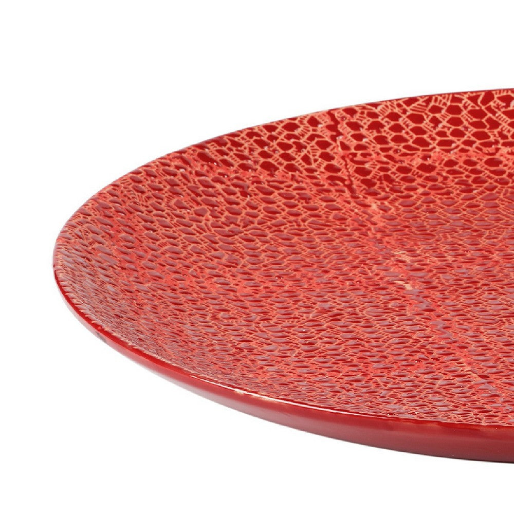 Decorative Tabletop Accent Plate | 20" Red Gold Speckled Finish