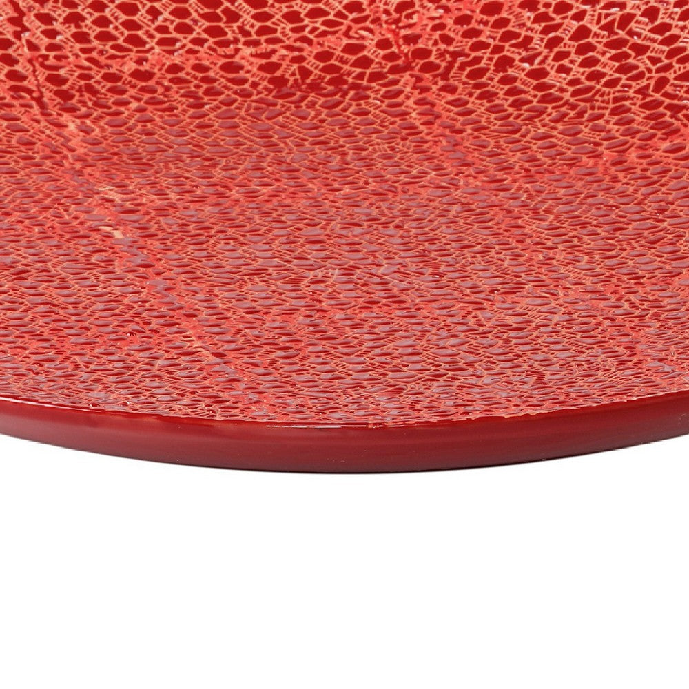 Decorative Tabletop Accent Plate | 20" Red Gold Speckled Finish