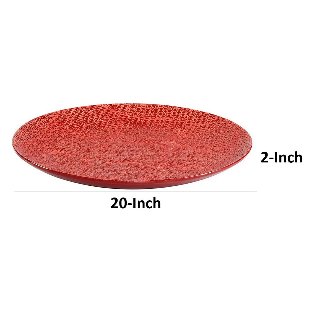 Decorative Tabletop Accent Plate | 20" Red Gold Speckled Finish
