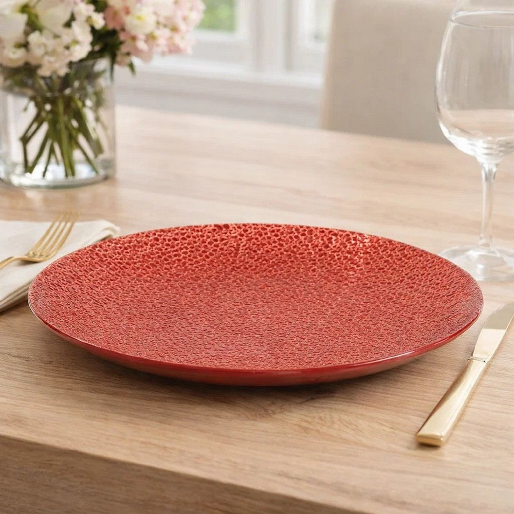 Decorative Tabletop Accent Plate | 20" Red Gold Speckled Finish