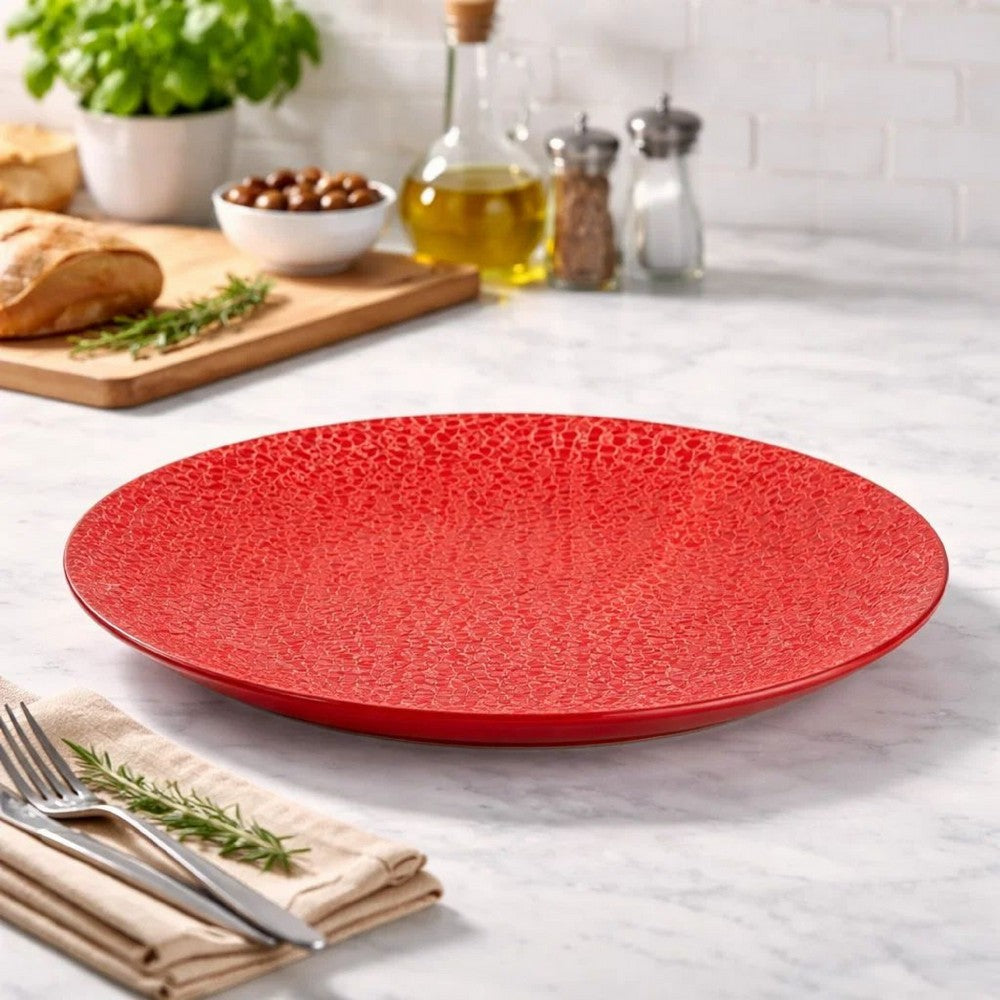 Decorative Tabletop Accent Plate | 20" Red Gold Speckled Finish