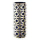 Flower Vase for Tabletop Decor | Geometric Gold & Blue Accent | 16"