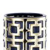 Flower Vase for Tabletop Decor | Geometric Gold & Blue Accent | 16"