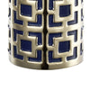 Flower Vase for Tabletop Decor | Geometric Gold & Blue Accent | 16"