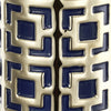 Flower Vase for Tabletop Decor | Geometric Gold & Blue Accent | 16"