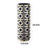 Flower Vase for Tabletop Decor | Geometric Gold & Blue Accent | 16"