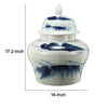 Decorative Ginger Jar with Lid | 17" White & Blue Porcelain