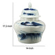 Decorative Ginger Jar with Lid | 17" White & Blue Porcelain