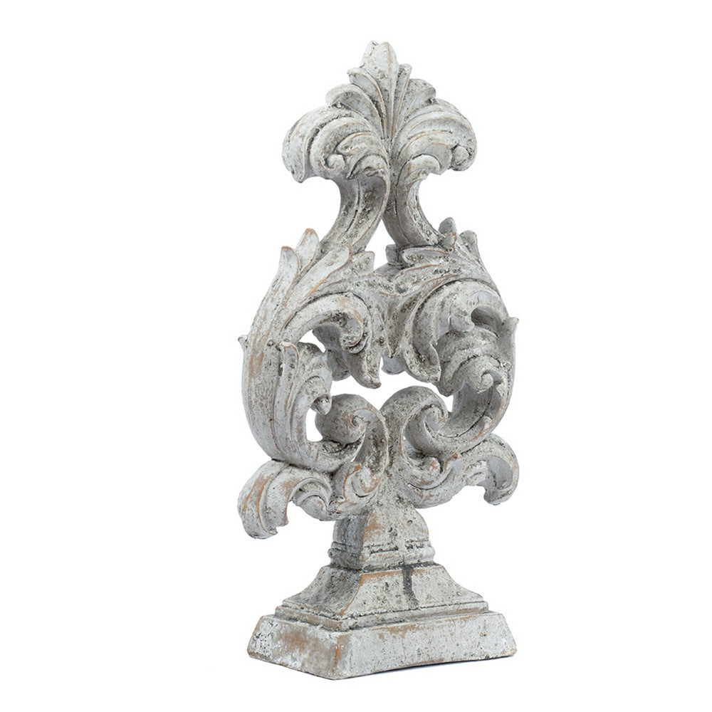 Deki Sculptural Tabletop Decor | Baroque Inspired Crested Arrow | Gray
