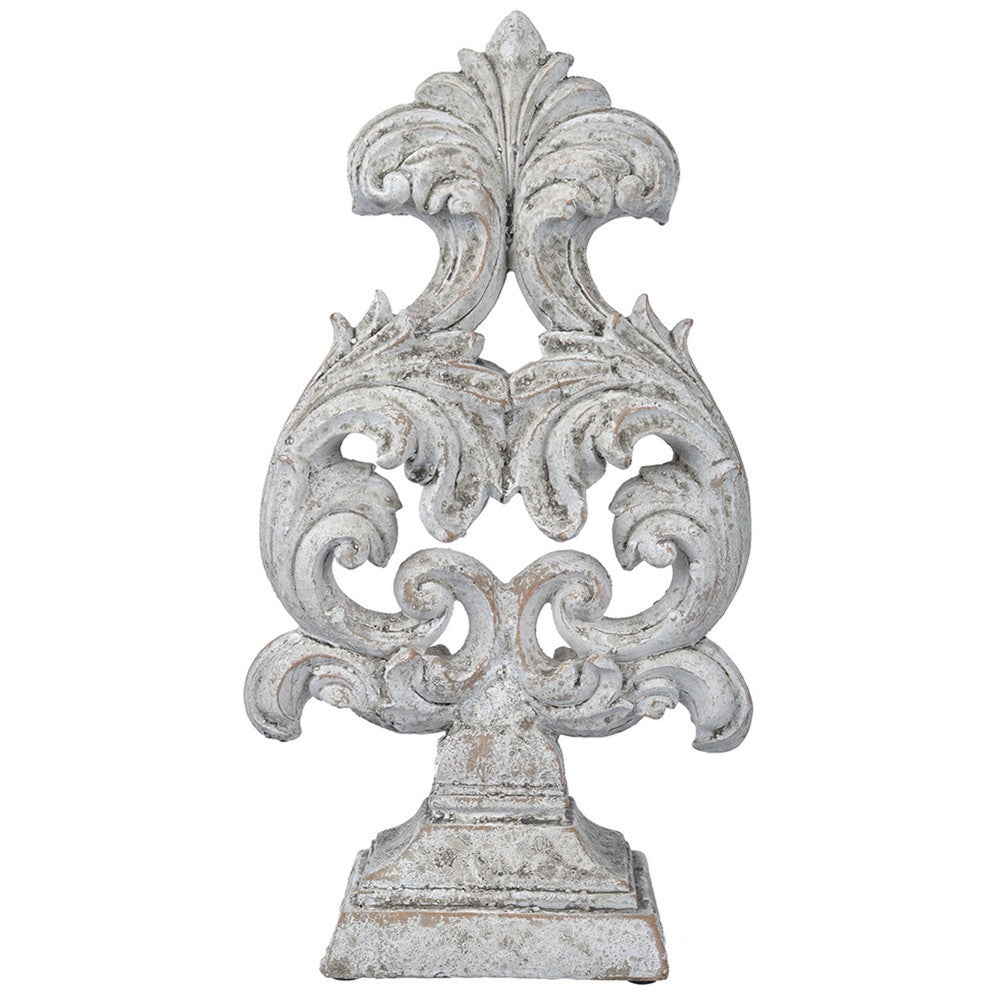 Deki Sculptural Tabletop Decor | Baroque Inspired Crested Arrow | Gray