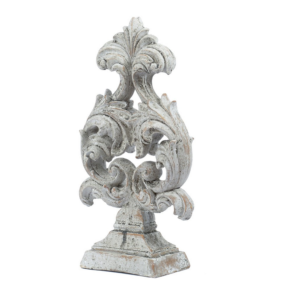 Deki Sculptural Tabletop Decor | Baroque Inspired Crested Arrow | Gray