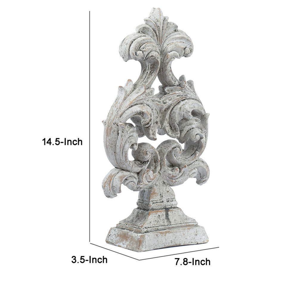 Deki Sculptural Tabletop Decor | Baroque Inspired Crested Arrow | Gray