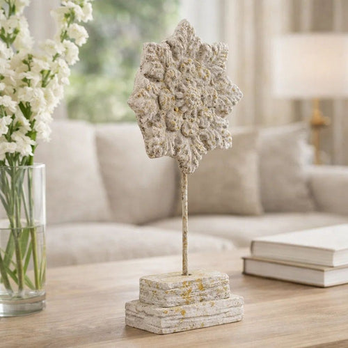 Deki Sculptural Tabletop Decor | Ice Flake Accent Star Shape | Gray