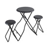 Stowable Folding Side Table and 2 Stool Set, Round Top | Black Iron