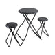 Stowable Folding Side Table and 2 Stool Set, Round Top | Black Iron