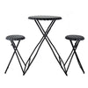 Stowable Folding Side Table and 2 Stool Set, Round Top | Black Iron